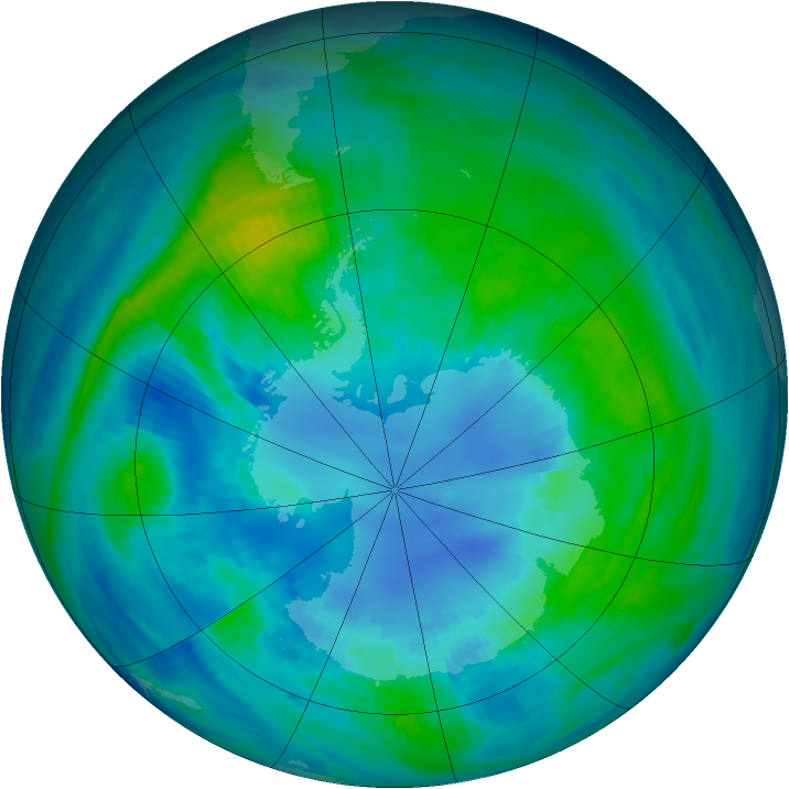 Antarctic ozone map for 14 April 1985